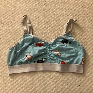 TomboyX Ruched Bralette - Pool Party Print - XL / WT Pool Party